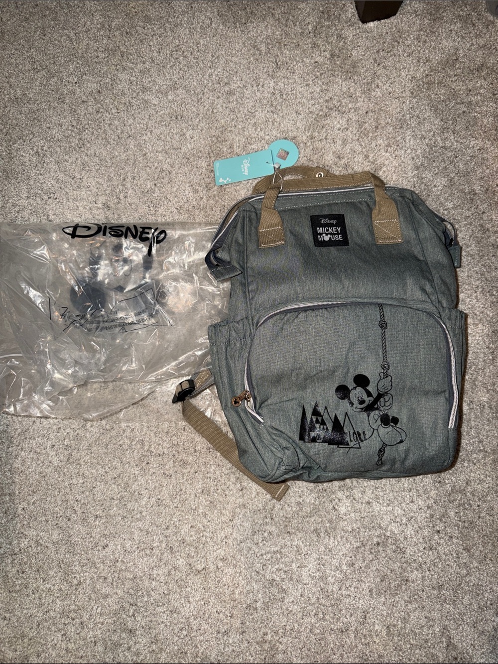 Disney Gray Mickey Mouse Rope-Graphic Canvas Backpack Tote